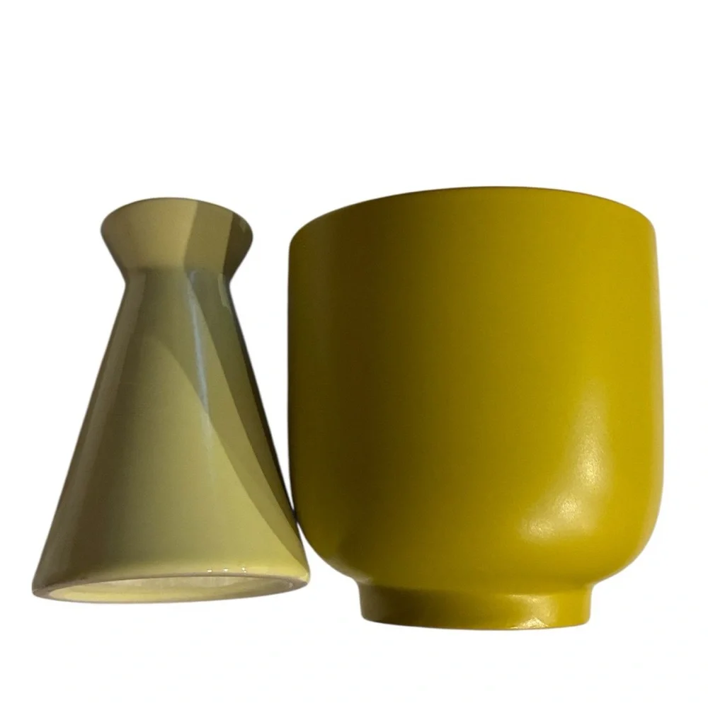 Yellow Vase Set/2 Planter/Vase /Vase Set Very Vibrant and VERY Yellow and Cheery